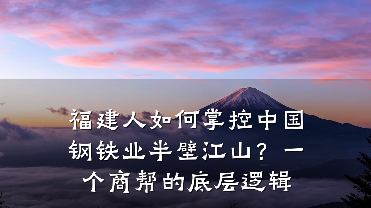 福建人如何掌控中国钢铁业半壁江山？一个商帮的底层逻辑