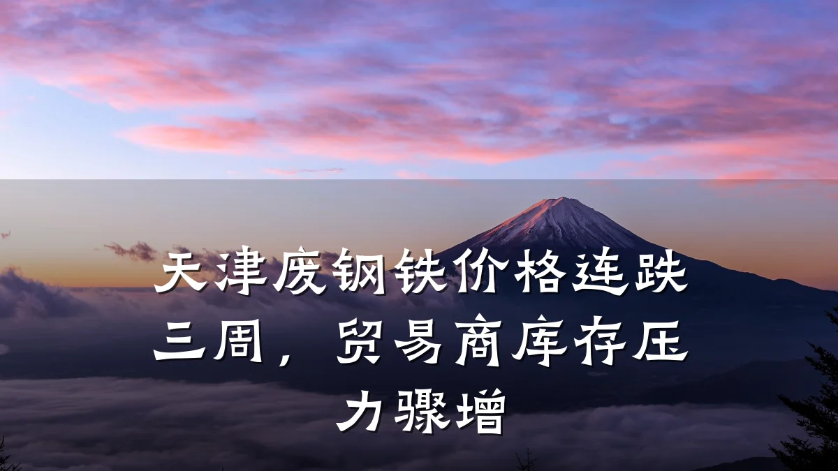 天津废钢铁价格连跌三周，贸易商库存压力骤增